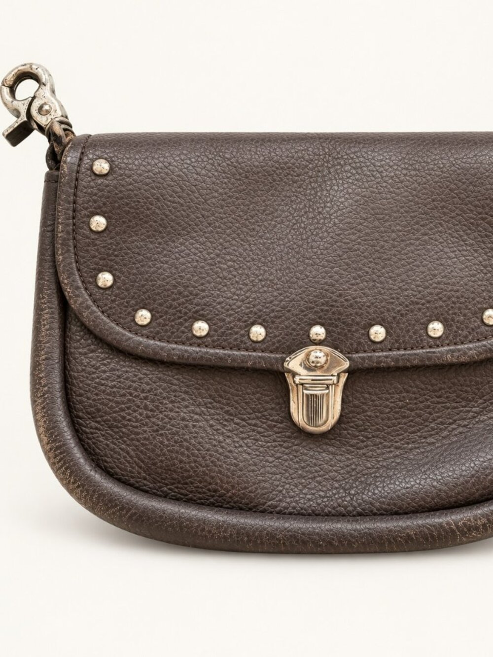 Studded Clip-On Belt Pouch with Silver-Tone Clasp